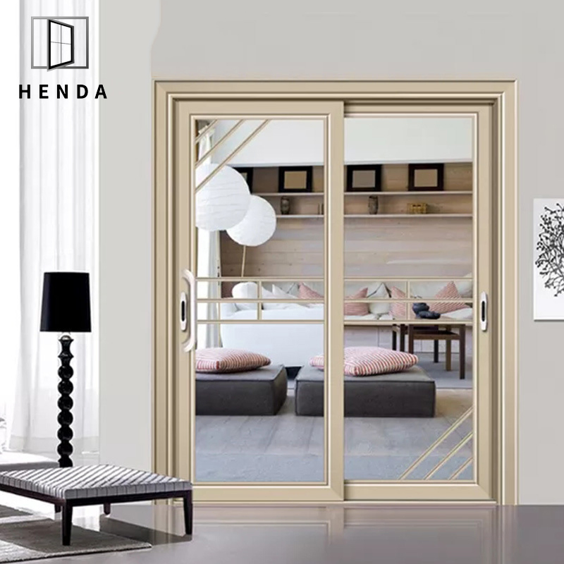 Anti Theft Aluminium Grill Double Front Doors Multi Track with Modern Fire Rated Glazed Aluminum Door Sliding Door