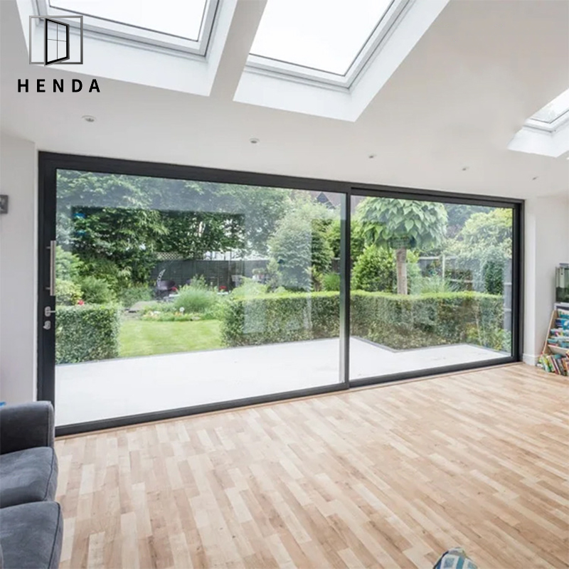 Anti Theft Aluminium Grill Double Front Doors Multi Track with Modern Fire Rated Glazed Aluminum Door Sliding Door