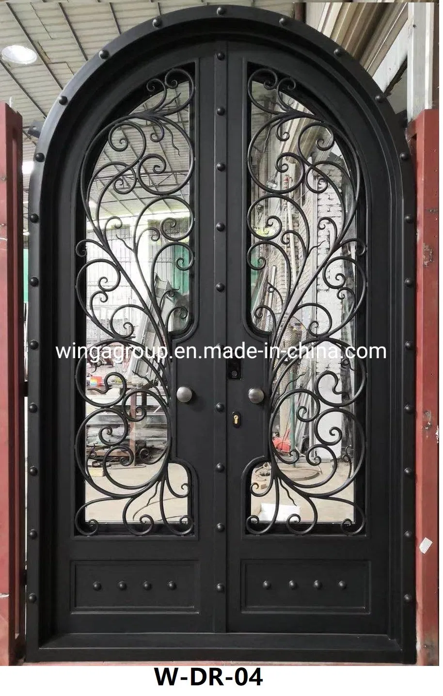 Arched Wrought Iron Security Steel Glass Entry Metal Outside Front Villa Hotel Door