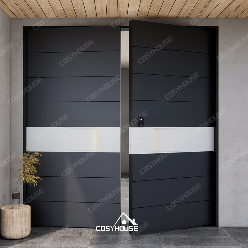 Double Leaf Thermal Break Entry Door with Glass Sidelights for Mansion and High-Rise Projects
