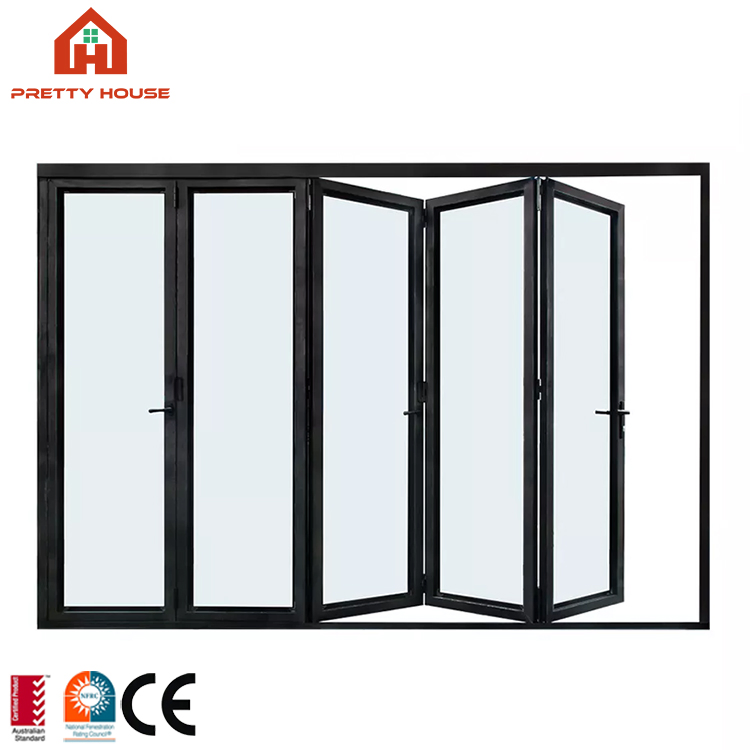 Hurricane Proof Impact Rated Luxury Folding Aluminum Glass Patio Exterior Bifold Doors