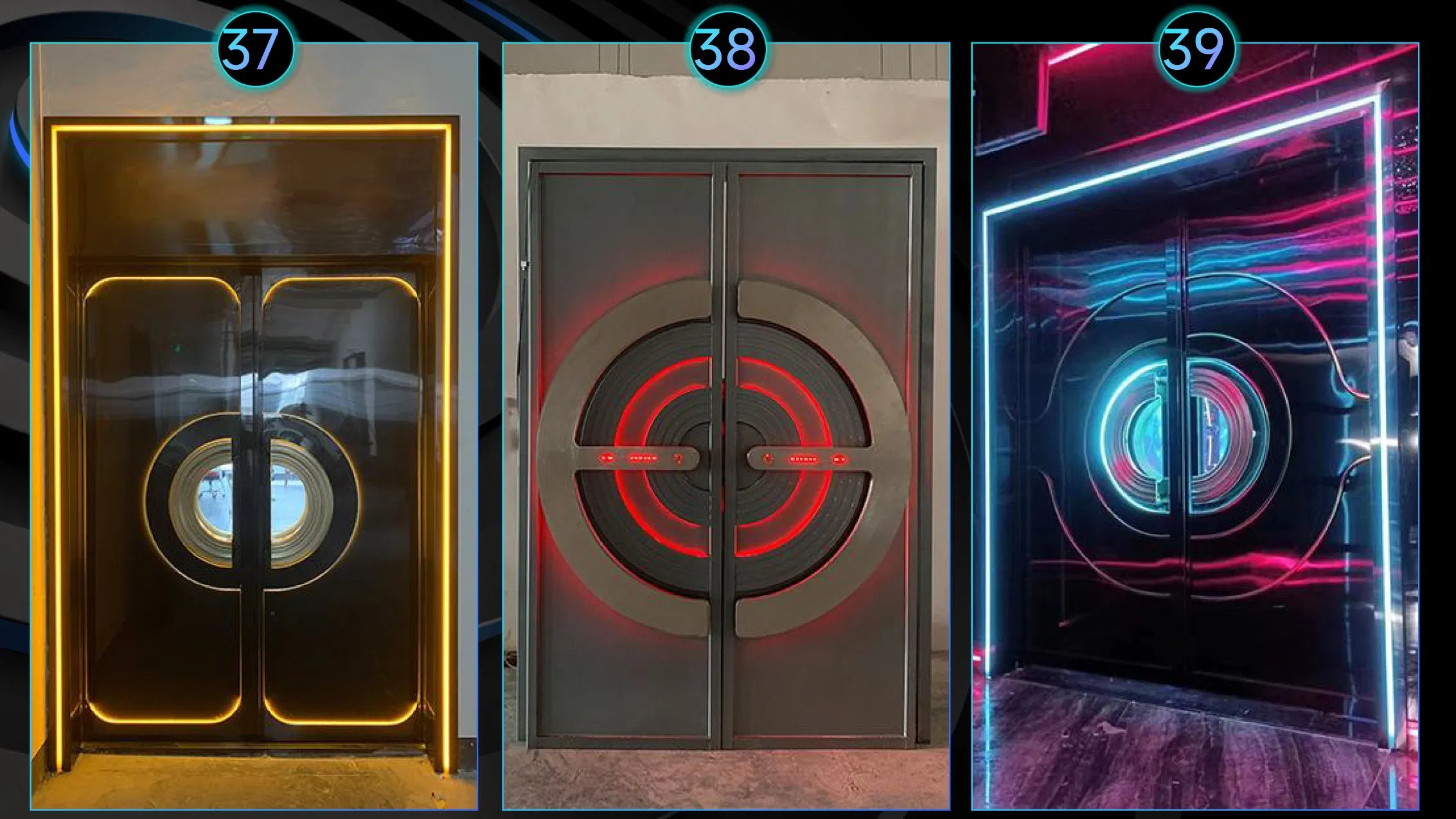 Hot Sale LED Light Doors Stainless Steel Metal Soundproof Acoustic KTV Theater Cinema LED Entrance Doors for Rooms