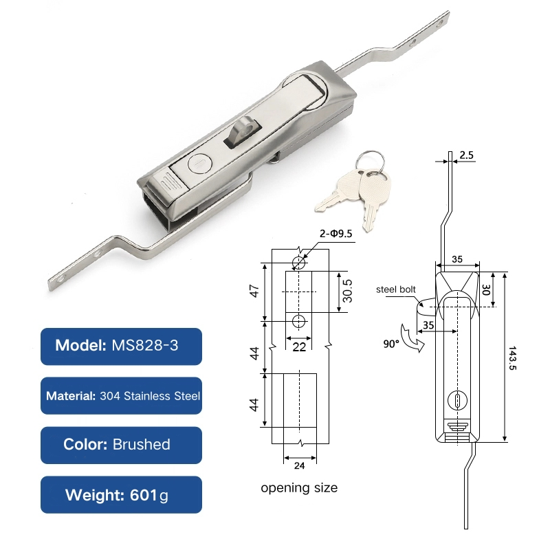 Stainless Steel Top Bottom Linkage Multi-Point Lock with Hasp for Enhanced Cabinet Door Security