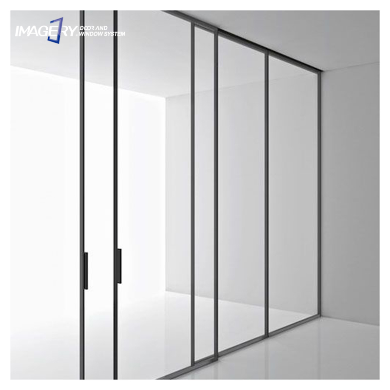 Interior Narrow Slim Frame Balcony Soundproof 4 Panel Aluminum Slide Glass Doors