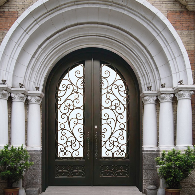 Melbourne Custom Made Wrought Iron Security Metal Glass Double Exterior Front Entrance Steel Doors