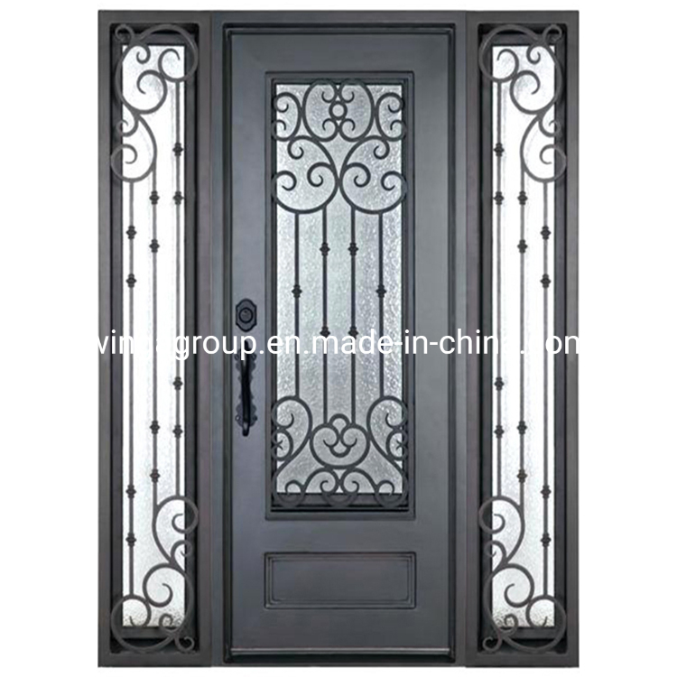 Interior Grid Wrought Iron Glass Door Security Steel Metal Gate