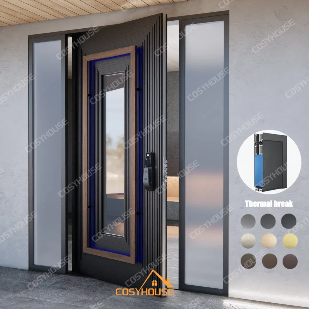 Hurricane Impact Metal Pivot Front Door with Glass Fire-Rated Security Large Doors for Houses Front Entry Doors