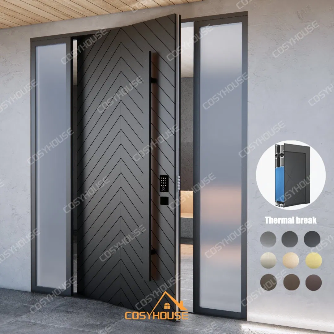 Hurricane Impact Metal Pivot Front Door with Glass Fire-Rated Security Large Doors for Houses Front Entry Doors