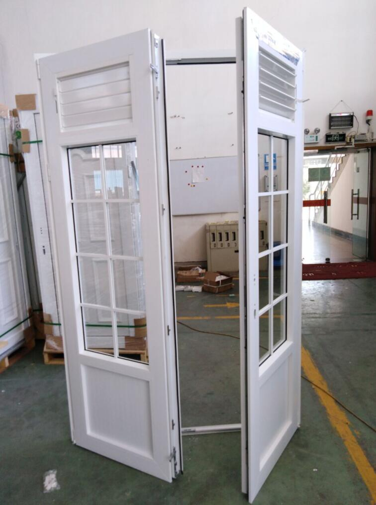 High Quality Caribbeans Hurricane Impact Waterproof UPVC Vinyl Casement Glass Door with Adjustable Ventilation Louver