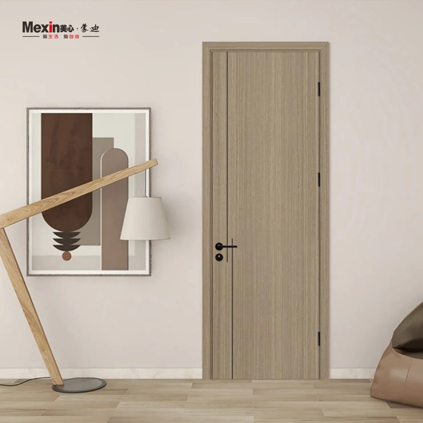 Mexin Soundproof Hotel Room Door Acoustic Wooden PVC Wood Composite Interior WPC Door Noise-Reducing Commercial
