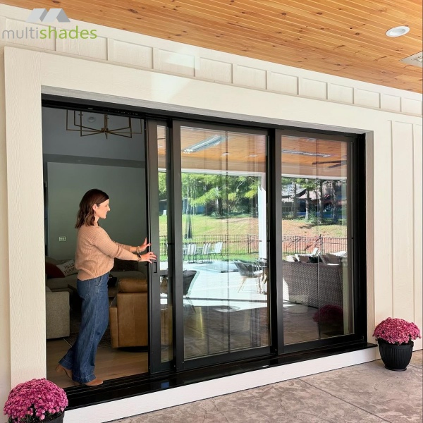 Multishades Premium Aluminium Sliding Door Featuring Smart Opening System Innovative Glass Door with Temepered Glass and Thermal Break Automatic Sliding Door