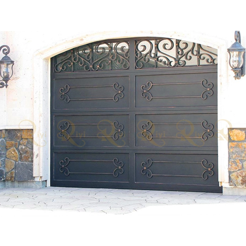 China Top Manufacturer Customize Fire Rated Garage Doors Black Aluminium Wrought Iron Garage Door