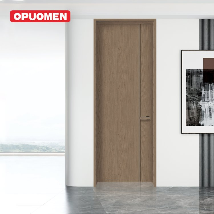 Premium Aluminum Wood Interior Door Custom Colors Soundproof Moisture-Proof for Home Bathroom Modern Flush Bedroom Basement
