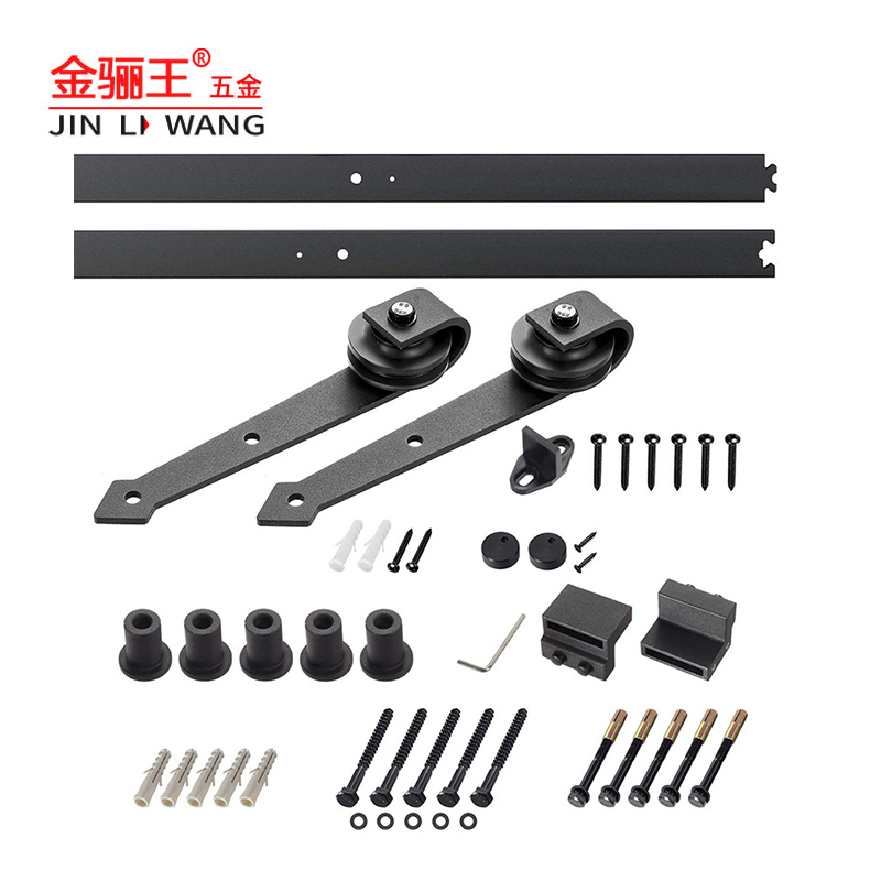 Heavy Duty Wall Mount Bracket Fit Double Wooden Doors Metal Bi-Folding Hanging Roller Sliding Barn Door Slide Guige Rail Track Hardware Kit System