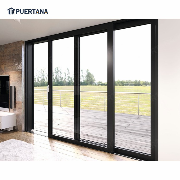 Wholesale Modern Design 96X80 Double Glass Balcony Patio Soundproof Aluminum Sliding Exterior Patio Door