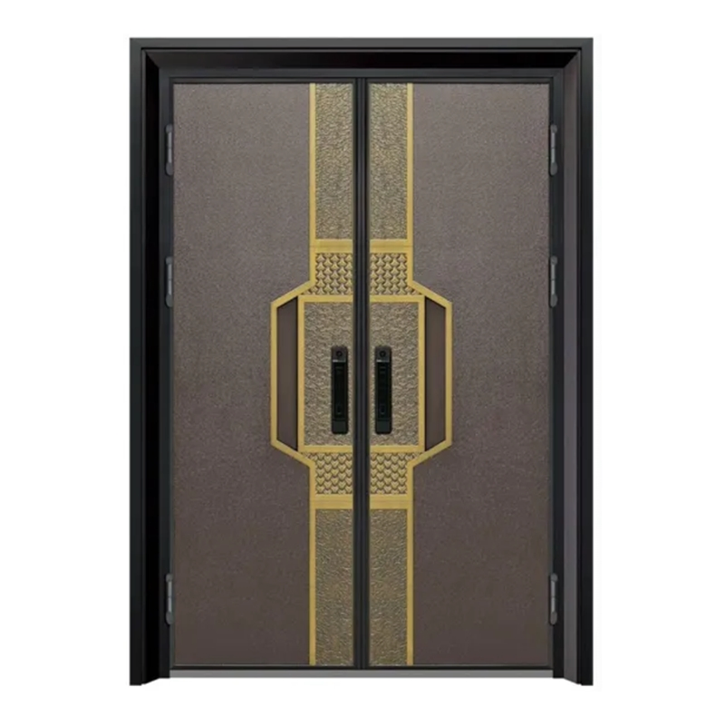 Modern Security Entry Doors Houses Chinese Style Large Aluminum Pivot Entrance Double Doors Swing Open Style Steel Glass Villas