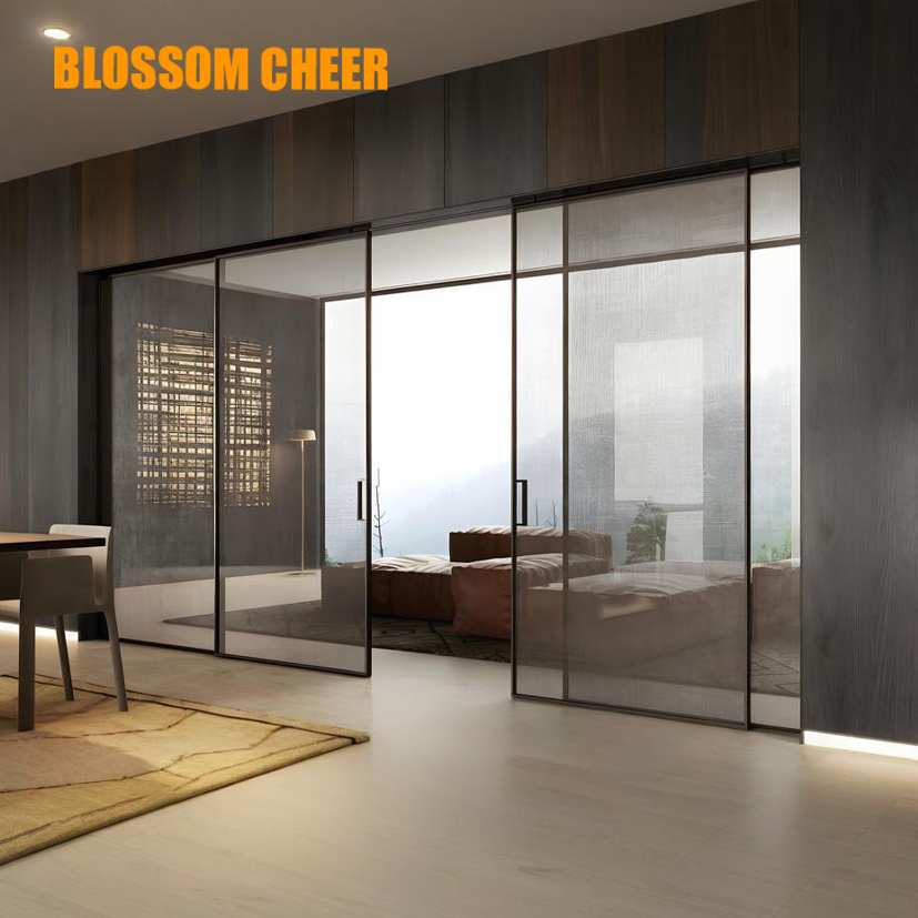 Modern Interior Aluminum Sliding Glass Door with Slim Frame Design
