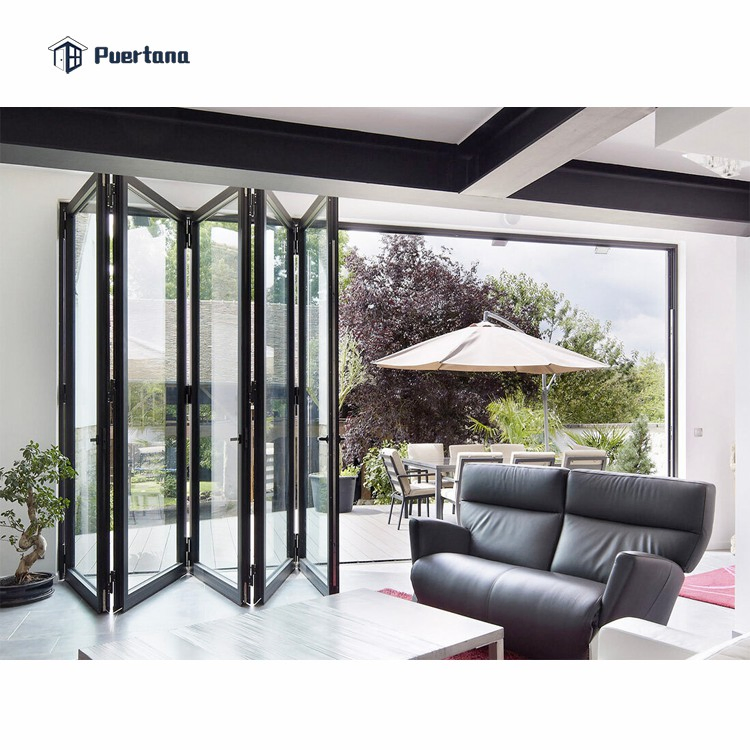 Exterior Hurricane Proof Impact Rated Luxury Aluminum Sliding Folding Glass Patio Bi-Fold Door