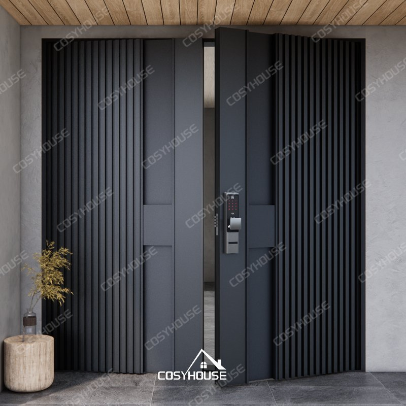 Australian Standards Contemporary Double Impact Doors Hurricane Rated Soundproof Double Leaf Doors Double Fire-Rated Swing Doors