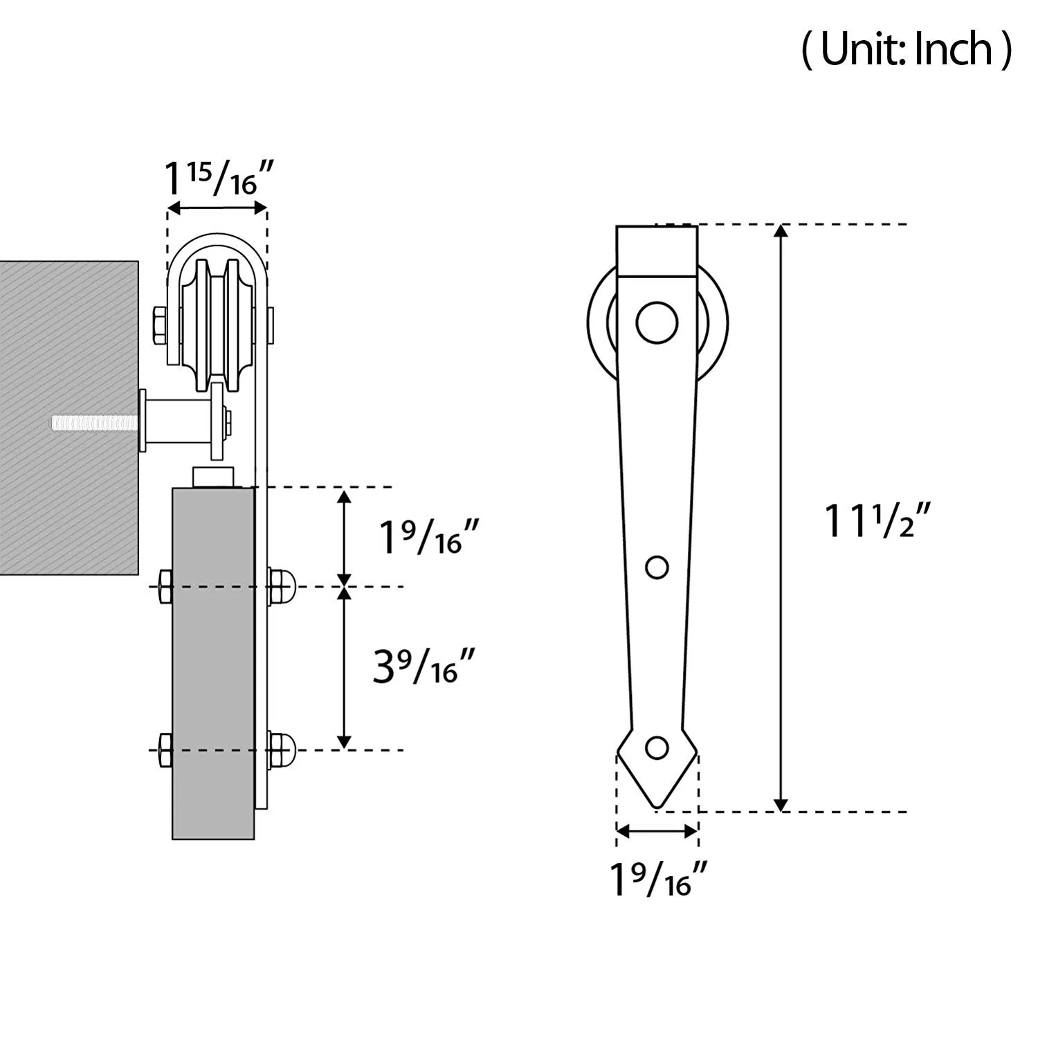 Black Steel Hardware Track for Double Wooden Doors Closet Kitchen Kit Low Ceiling Sliding Barn Door Rail