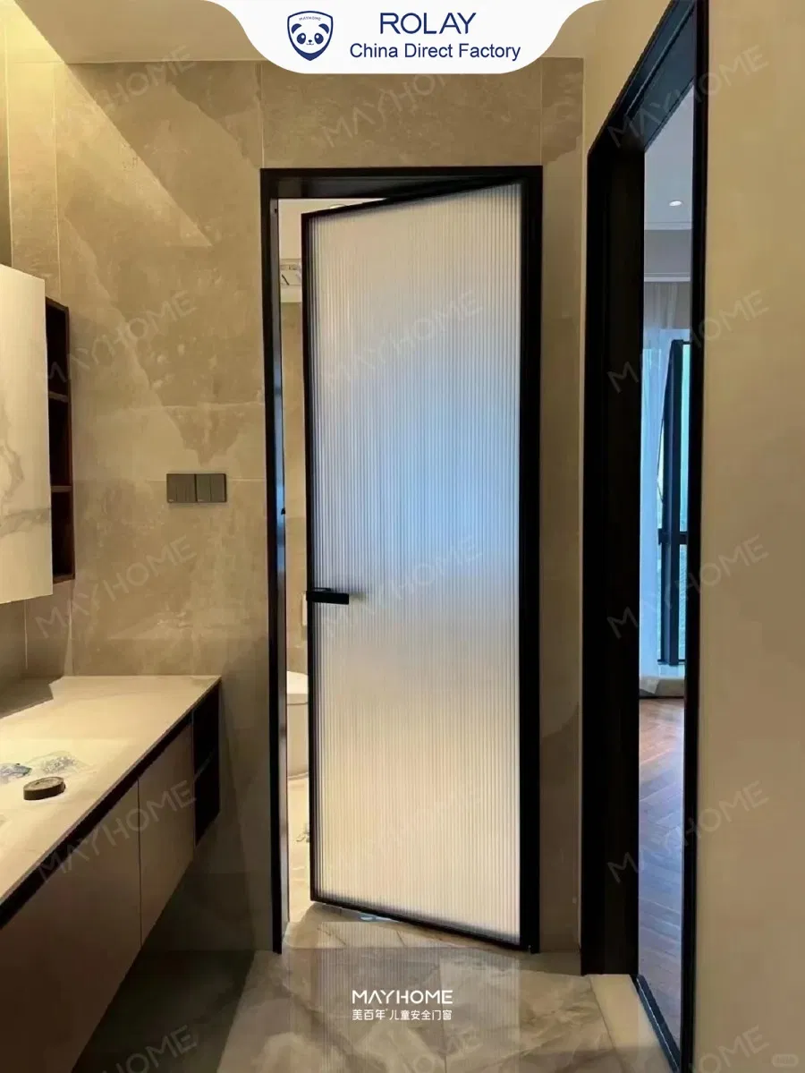 Moisture No Deformation Powder Coated Brushed Aluminum Stainless Steel Rust Proof Bathroom Door