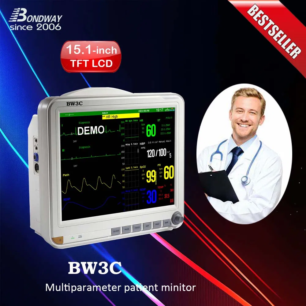 Equipo de Monitoreo de Funciones Fisiológicas, Monitor Portátil de Pacientes con ECG, NIBP, SpO2, Temperatura, Frecuencia del Pulso