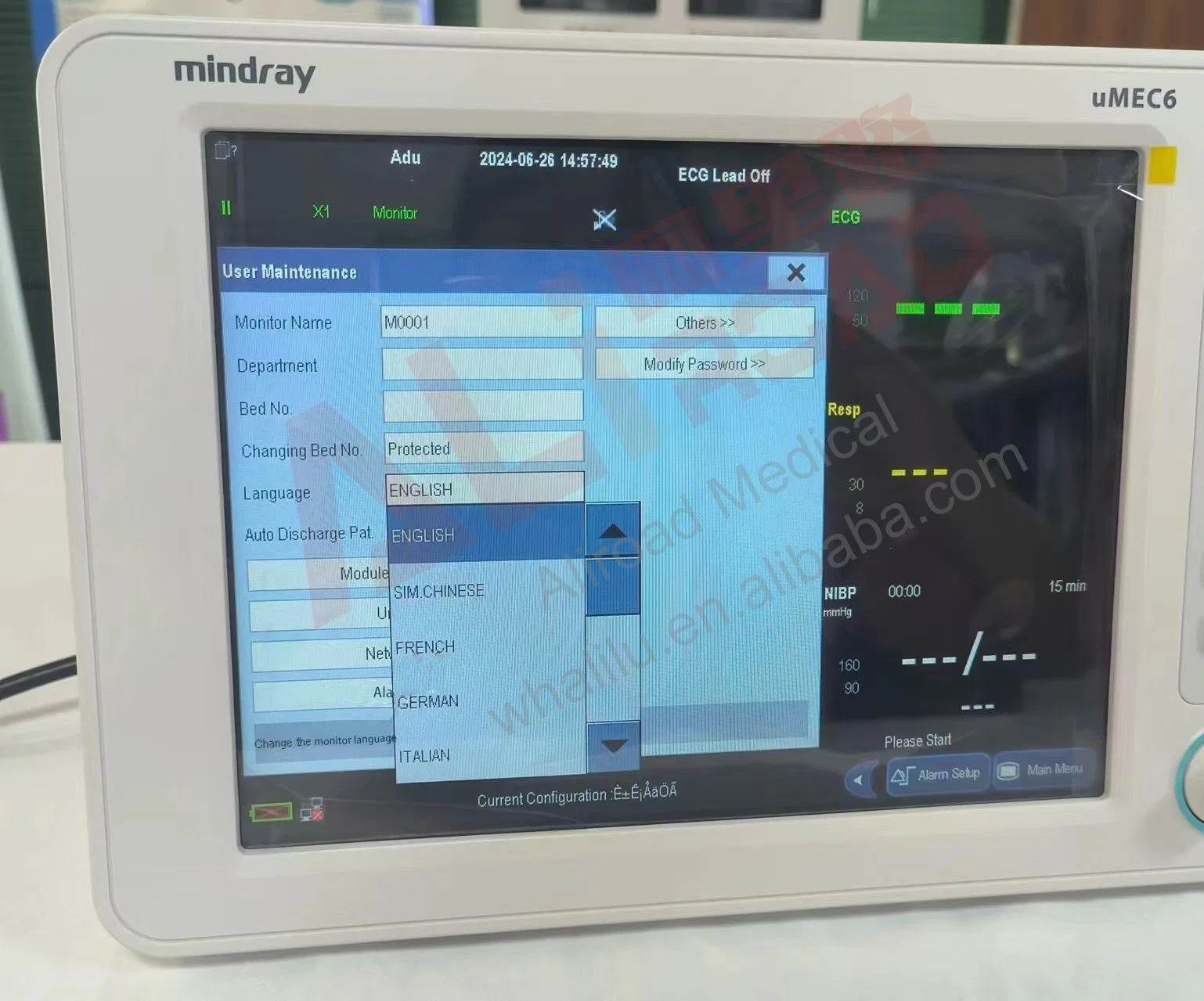 Monitor de Signos Vitales Portátil Mindray Monitor de ECG de Cabecera Mindray