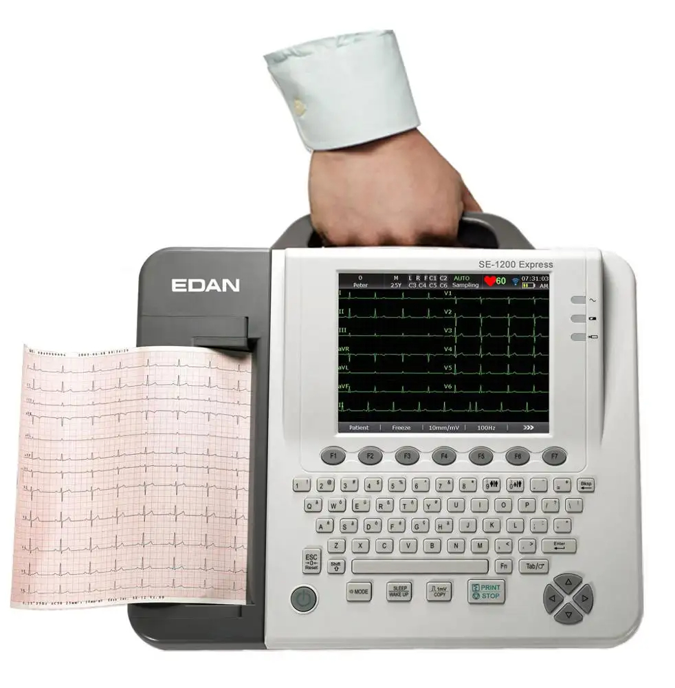 Carro de ECG portátil Máquina de ECG de 12 canales / Electrocardiógrafo Edan Se-1200 Express
