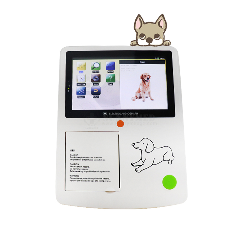 Sy-W002 Uso Veterinario Portátil 12 Conducir Animal 3 Canal ECG Electrocardiógrafo Veterinario