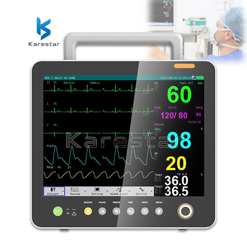Monitor portátil multiparamétrico de signos vitales humano aprobado por el CE del hospital con SpO2 NIBP