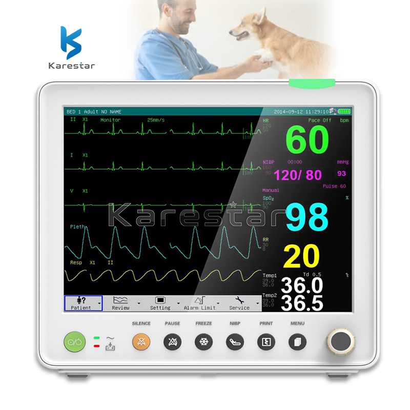 Nuevo diseño de monitor de signos vitales, forma de onda ECG, portátil, monitor multiparamétrico para pacientes veterinarios