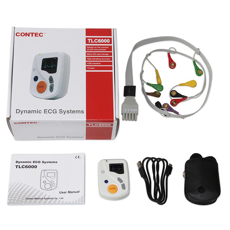 Grabadora de EKG dinámica portátil de 24 horas 12 monitor ambulatorio Holter ECG