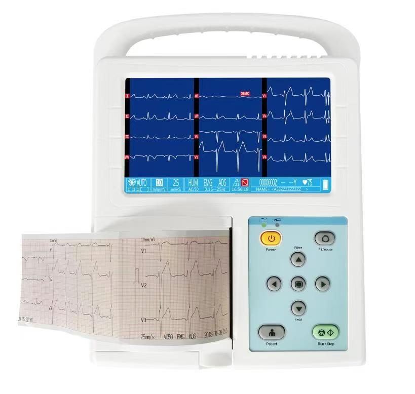3 Canales electrocardiógrafo digital portátil Monitor de ECG con pantalla LCD gráfica Con DC/AC