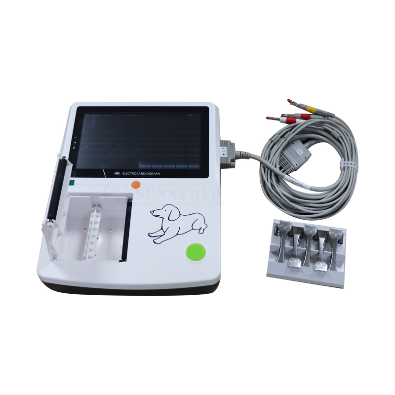 Sy-W002 Uso Veterinario Portátil 12 Conducir Animal 3 Canal ECG Electrocardiógrafo Veterinario