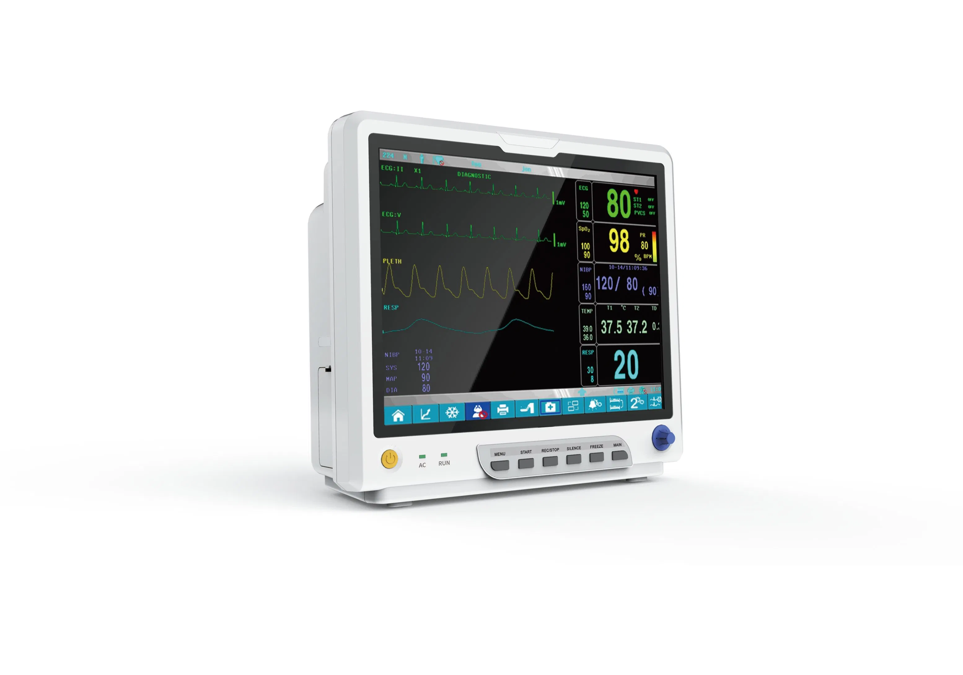 Instrumento de diagnóstico ECG Hospital Suministro de instrumentos quirúrgicos fetales Productos de UCI Equipos médicos veterinarios dentales Máquina de presión digital Monitor de pacientes de laboratorio