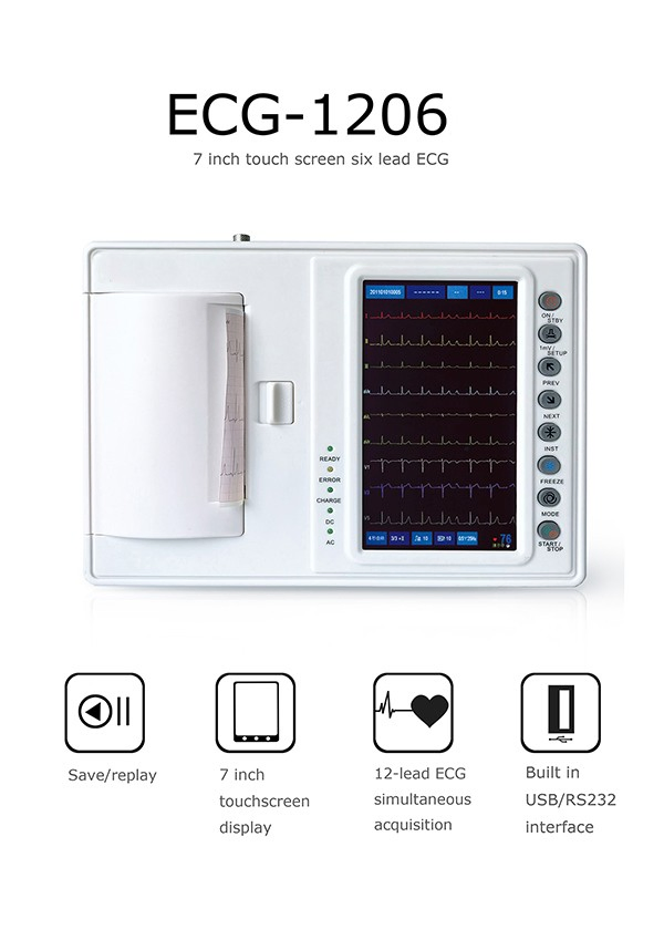 6 Dispositivo de máquina de ECG veterinario electrónico portátil para monitoreo del corazón