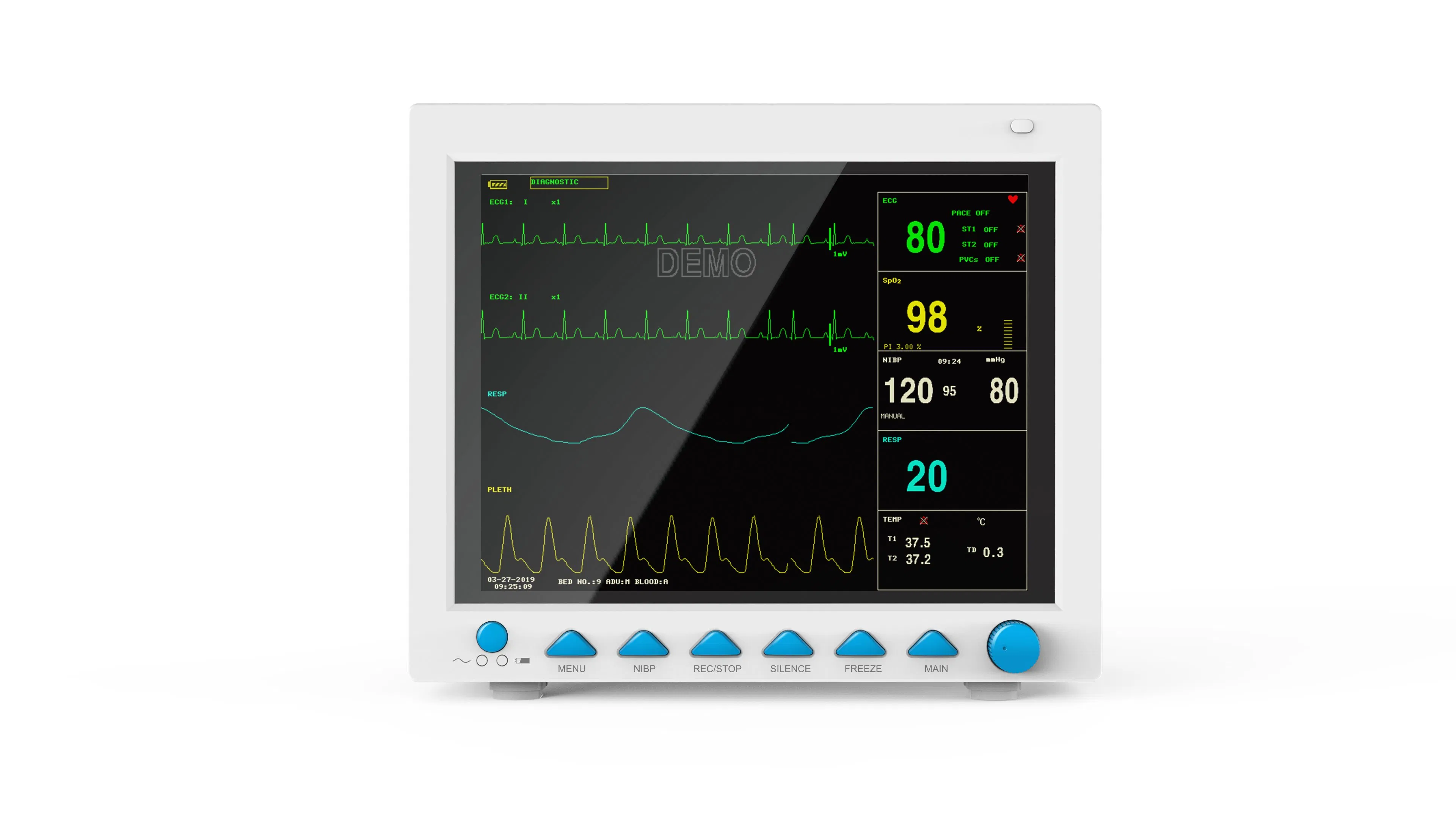 Instrumento de Monitor de Paciente Fetal Diagnóstico de ECG Suministro Quirúrgico Simulador de Laboratorio Mindray Máquina de Presión Arterial Veterinaria