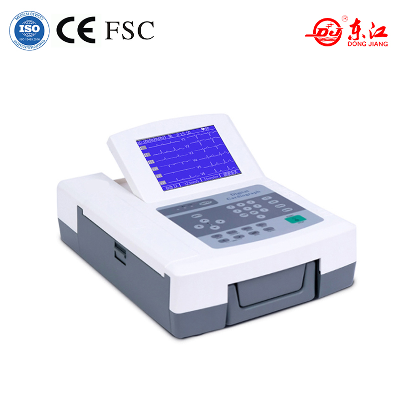 Venta Caliente 12 Máquina de ECG de Canal con Gran LCD, Interpretación, Conexión USB