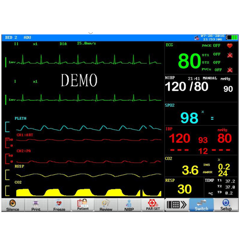 Monitor de Paciente Económico en Venta ECG, NIBP, SpO2, Temp, Resp, Hr, Pr