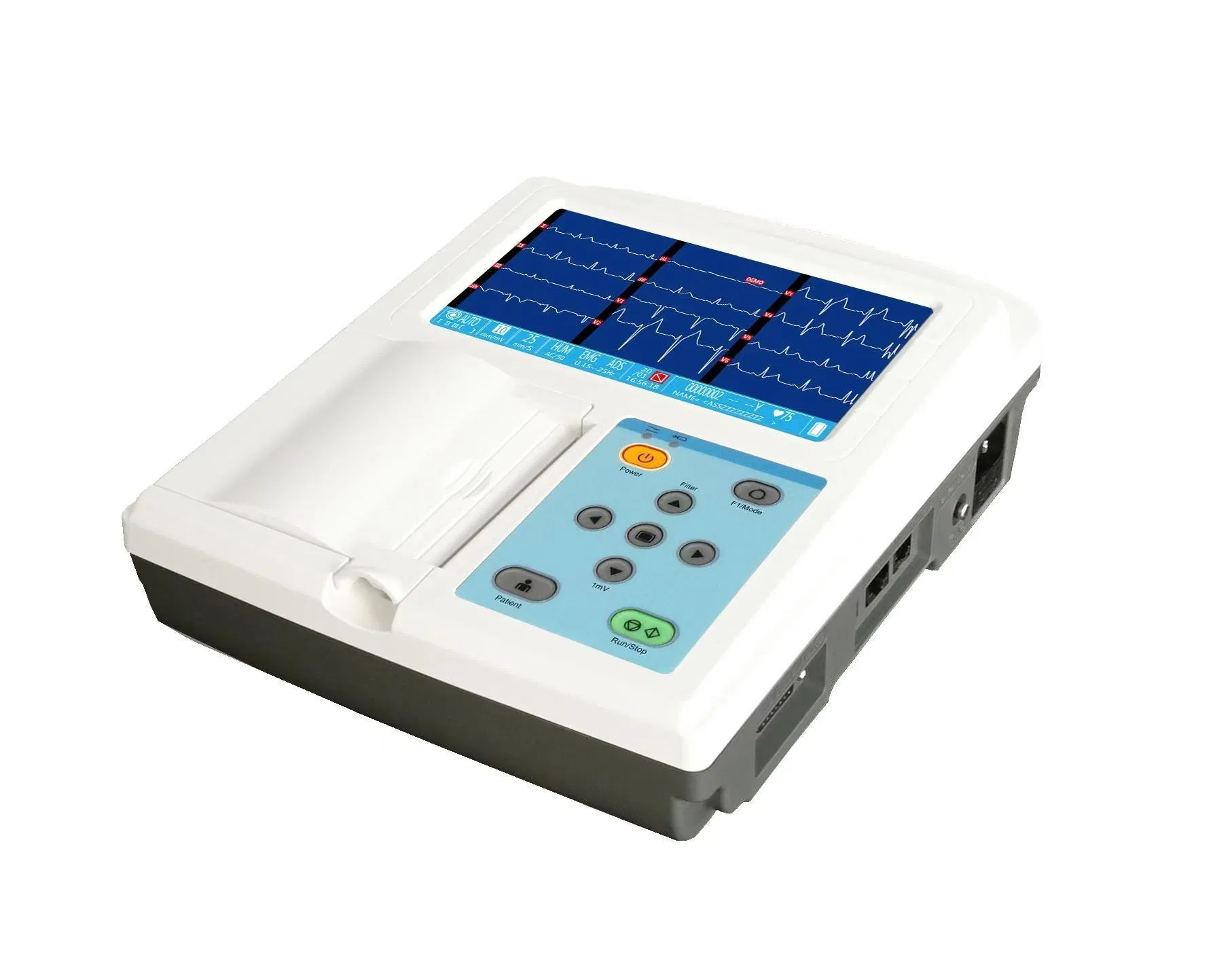 3 Canales electrocardiógrafo digital portátil Monitor de ECG con pantalla LCD gráfica Con DC/AC