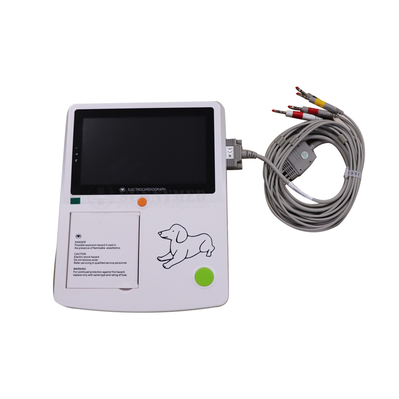 Sy-W002 Uso Veterinario Portátil 12 Conducir Animal 3 Canal ECG Electrocardiógrafo Veterinario