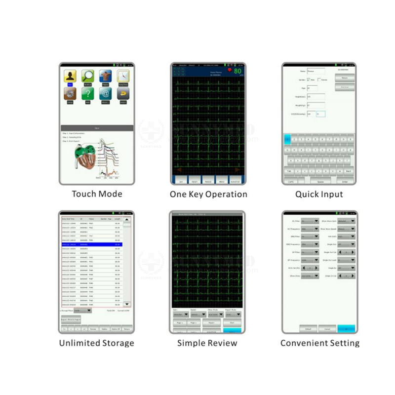 Sy-H008 Máquina de ECG portátil con pantalla táctil Price12 Electrocardiógrafo de 12 canales