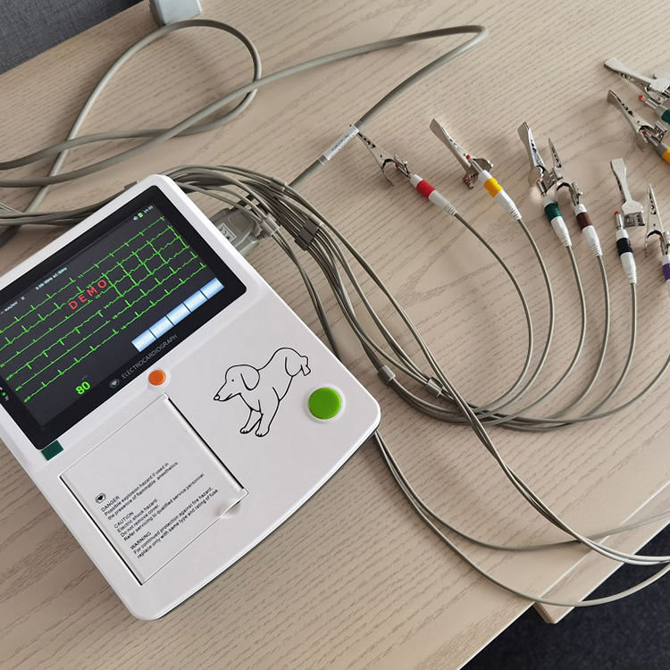 Máquina de electrocardiografía ECG portátil digital completa y competitiva para animales