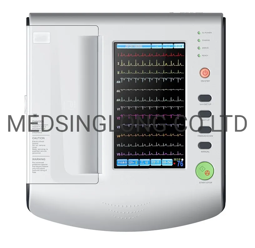 Venta al por mayor 12 Leads 9 Pantalla LCD táctil de color de pulgadas 200 Almacenamiento de datos ECG digital 12-Channel Máquina ECG electrocardiógrafo Mslec33
