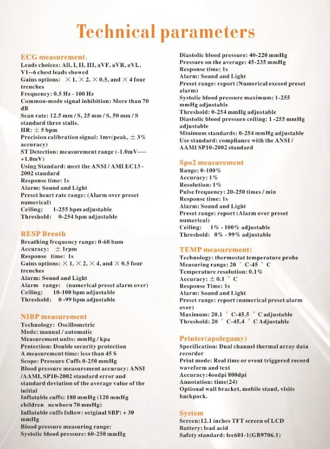 Parámetros técnicos