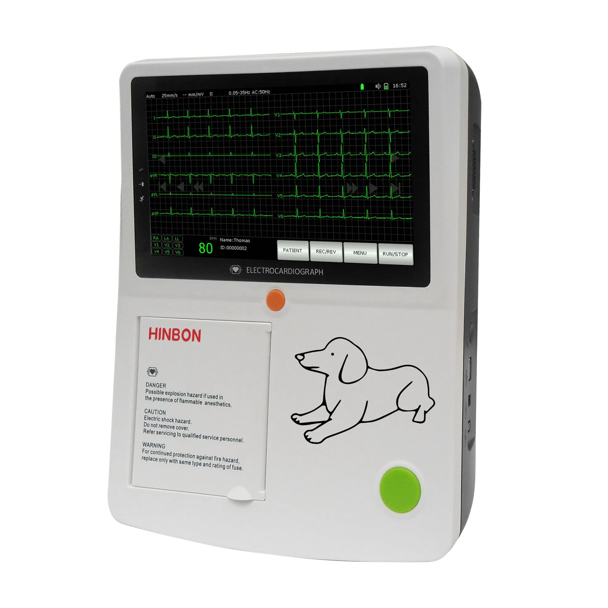Equipo Veterinario Aprobado por la CE Portátil 7 12 Máquina de Electrocardiograma de 12 Derivaciones (THR-ECG-3)