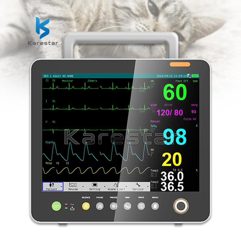 Monitor Veterinario Multíparametro Portátil de Cuidado Intensivo Animal con Pantalla Táctil de 15 Pulgadas