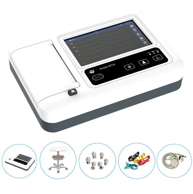 Máquina de ECG portátil de equipo hospitalario electrocardiógrafo 3 canal máquina de EKG digital