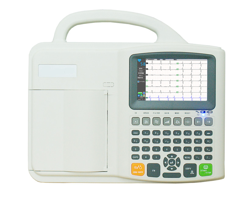 Instrumentos de Ultrasonido Médico 6 Máquina de ECG de Canal 5.0'' Pantalla Color TFT LCD 12 Electrocardiografía Portátil de Derivación