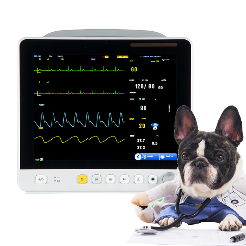 Analizador de ECG portátil para mascotas, máquina de ultrasonido, monitor multiparamétrico veterinario para signos vitales de animales, perro